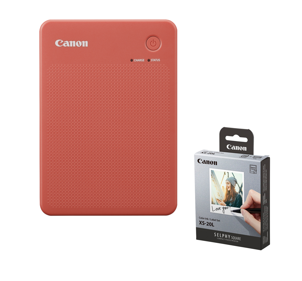 ‎Zestaw Drukarka Canon SELPHY Square QX20 (czerwony) + Papier CANON XS-20L